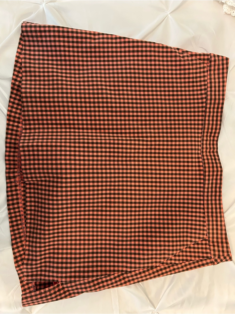 Lady Hagen Coral and Black Gingham Skirt